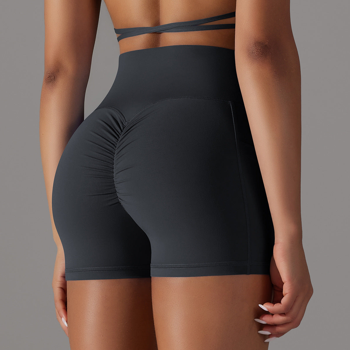 Yoga Shorts With Phone Pocket and scrunch