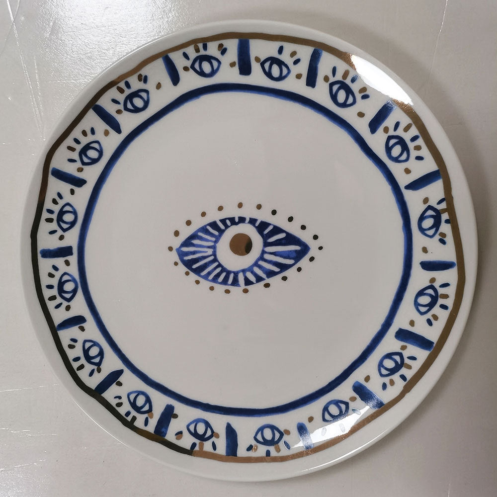 Evil eye Tracing Gold Eye Palm Plate Household Ceramics