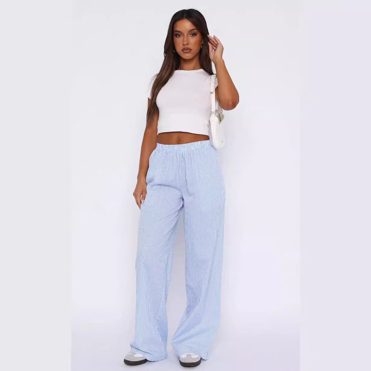 Casual Striped Trousers Summer Wide Leg Pants