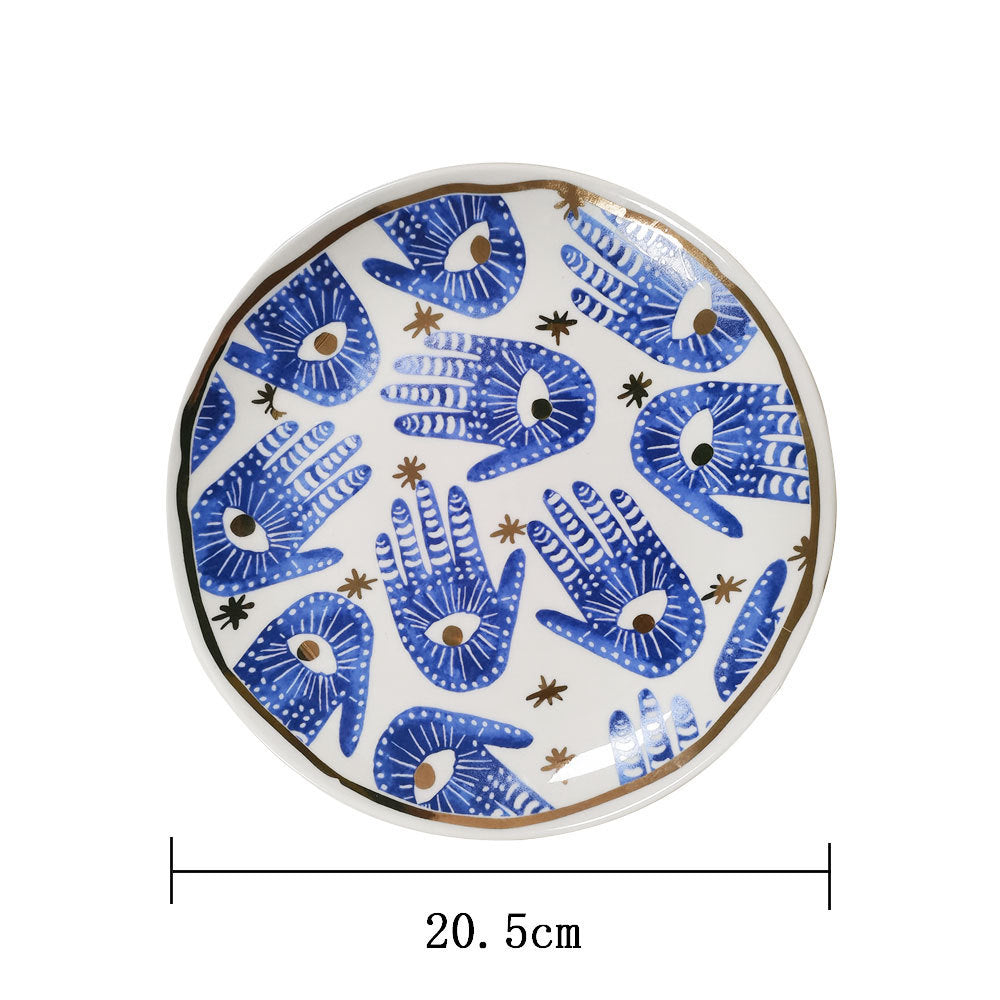 Evil eye Tracing Gold Eye Palm Plate Household Ceramics