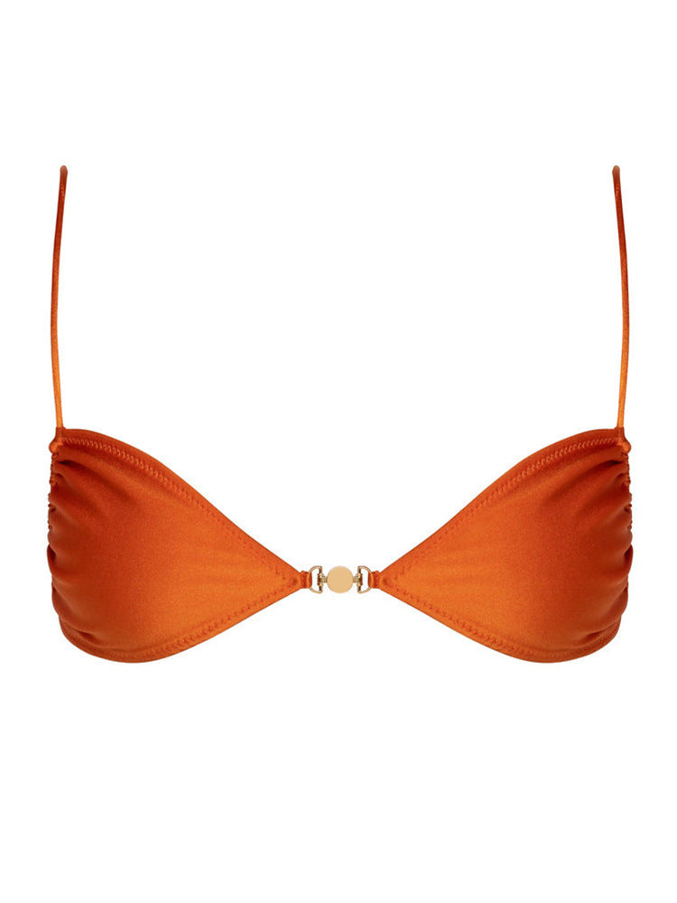 Orange/black Swimsuit Women's Split Halter Bikini Set