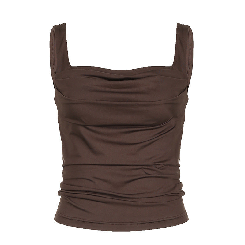 Women's Solid Color Square Collar Sleeveless Camisole