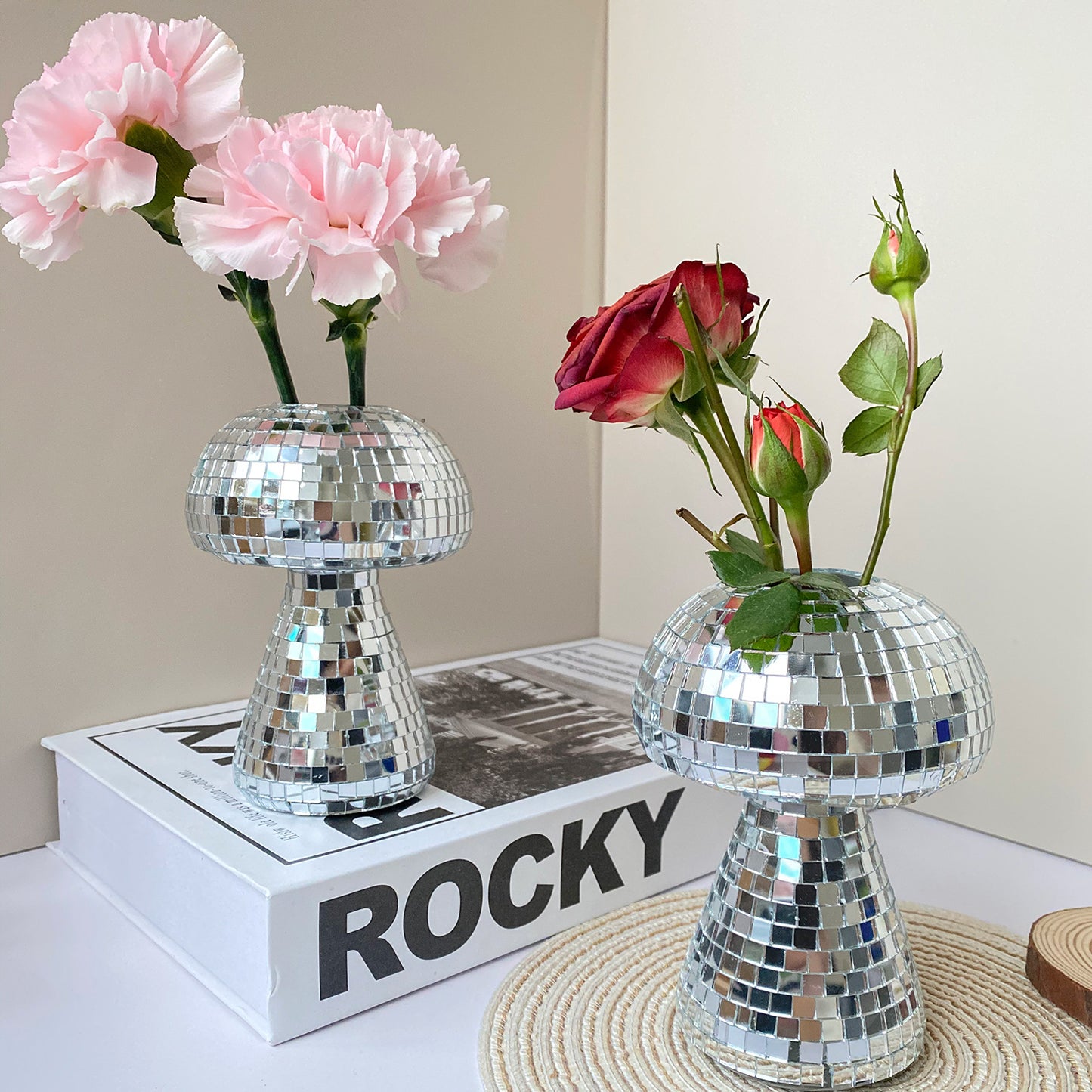 Disco Mushroom Mirror Vase Living Room Decoration