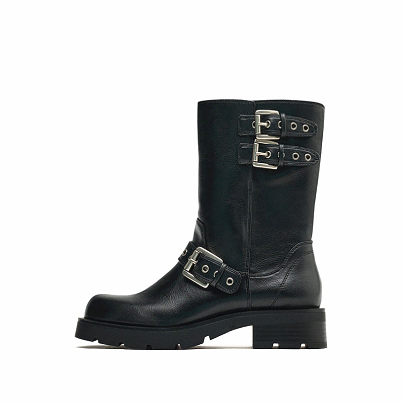 Thick Bottom Chunky Heel Martin Boots Buckle Motorcycle Boots