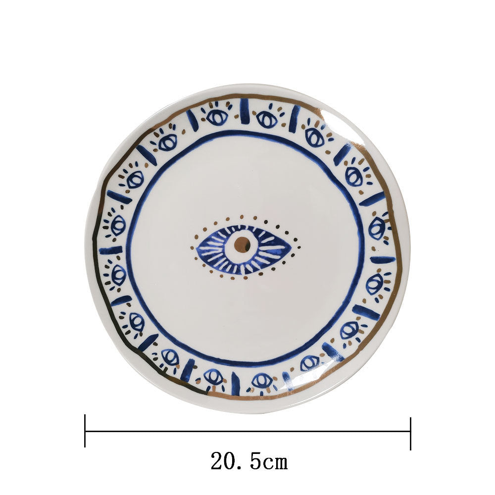 Evil eye Tracing Gold Eye Palm Plate Household Ceramics