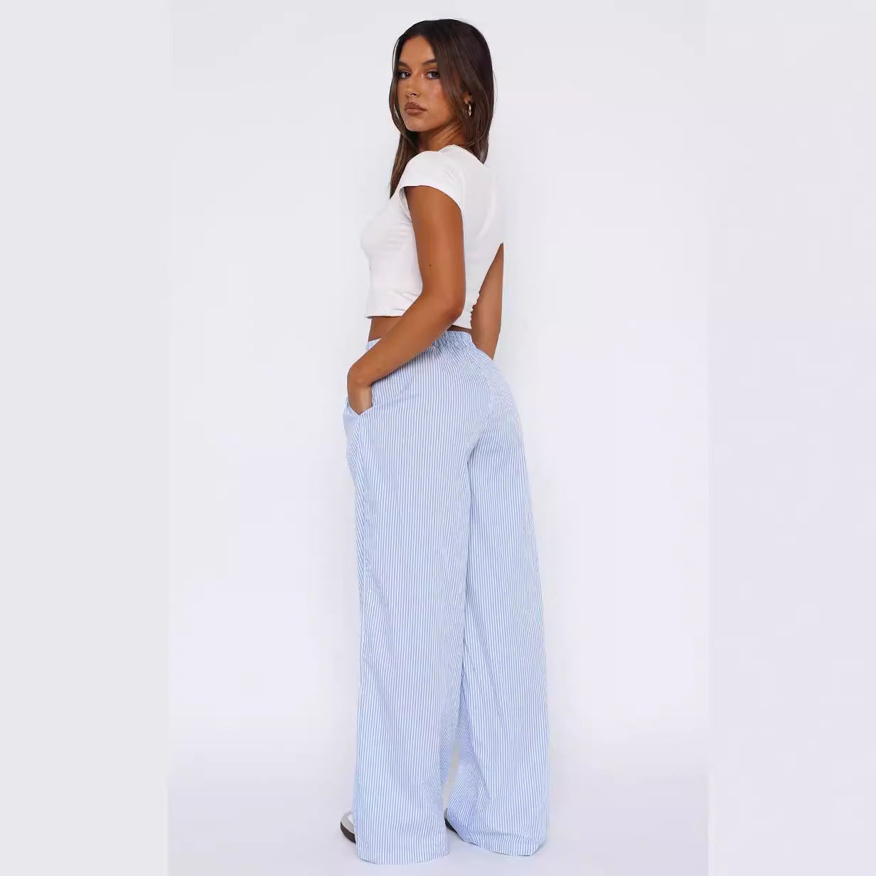 Casual Striped Trousers Summer Wide Leg Pants