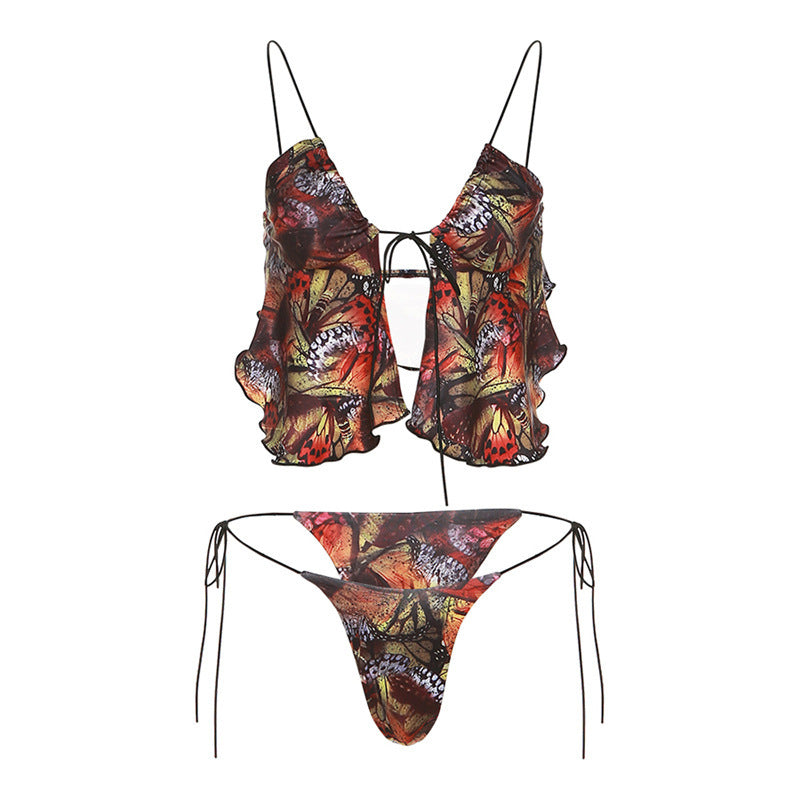 Printed Sheer bikini Set