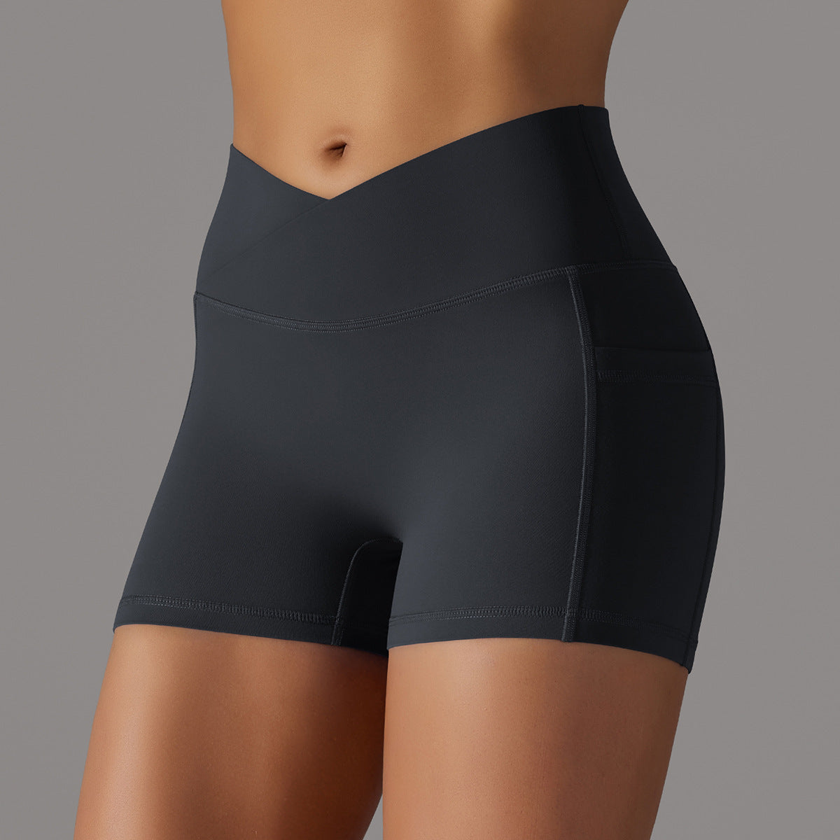 Yoga Shorts With Phone Pocket and scrunch