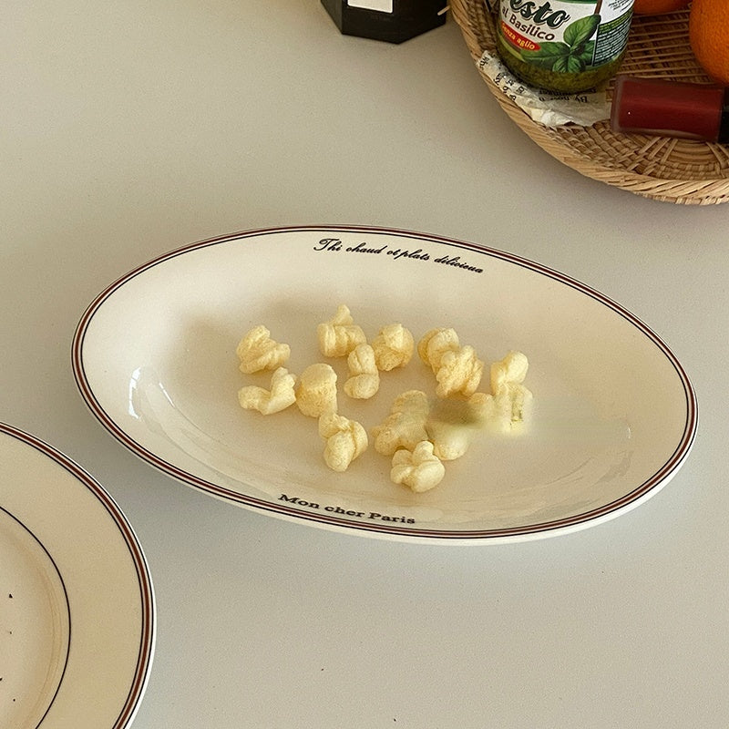 French styled Alphabet Dessert Western Ceramic Plate