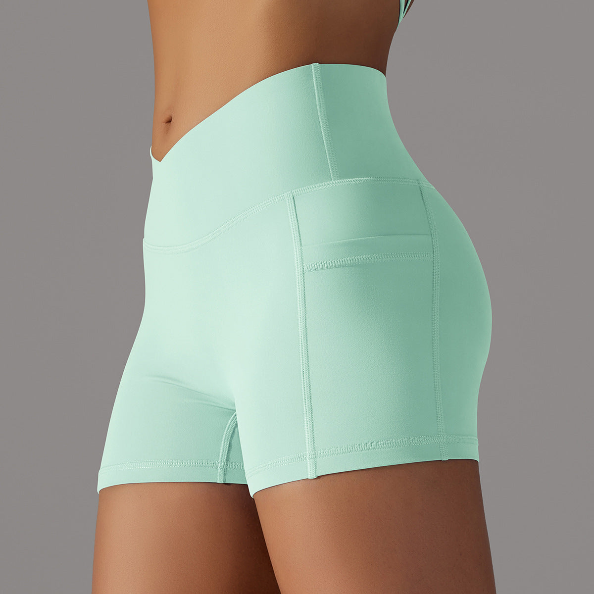 Yoga Shorts With Phone Pocket and scrunch