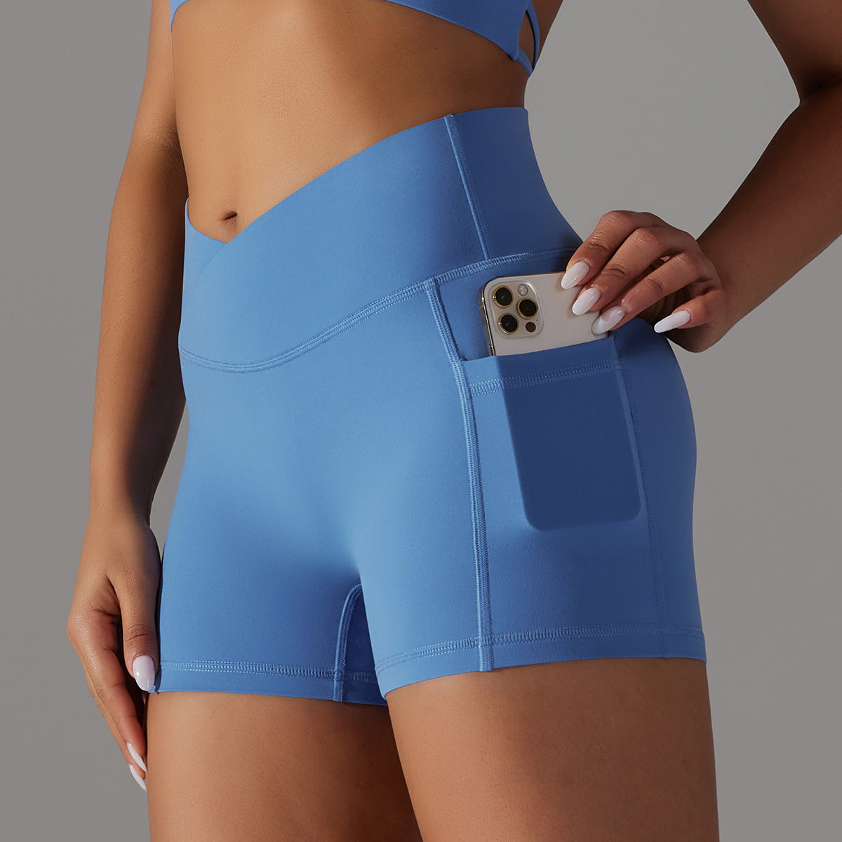 Yoga Shorts With Phone Pocket and scrunch