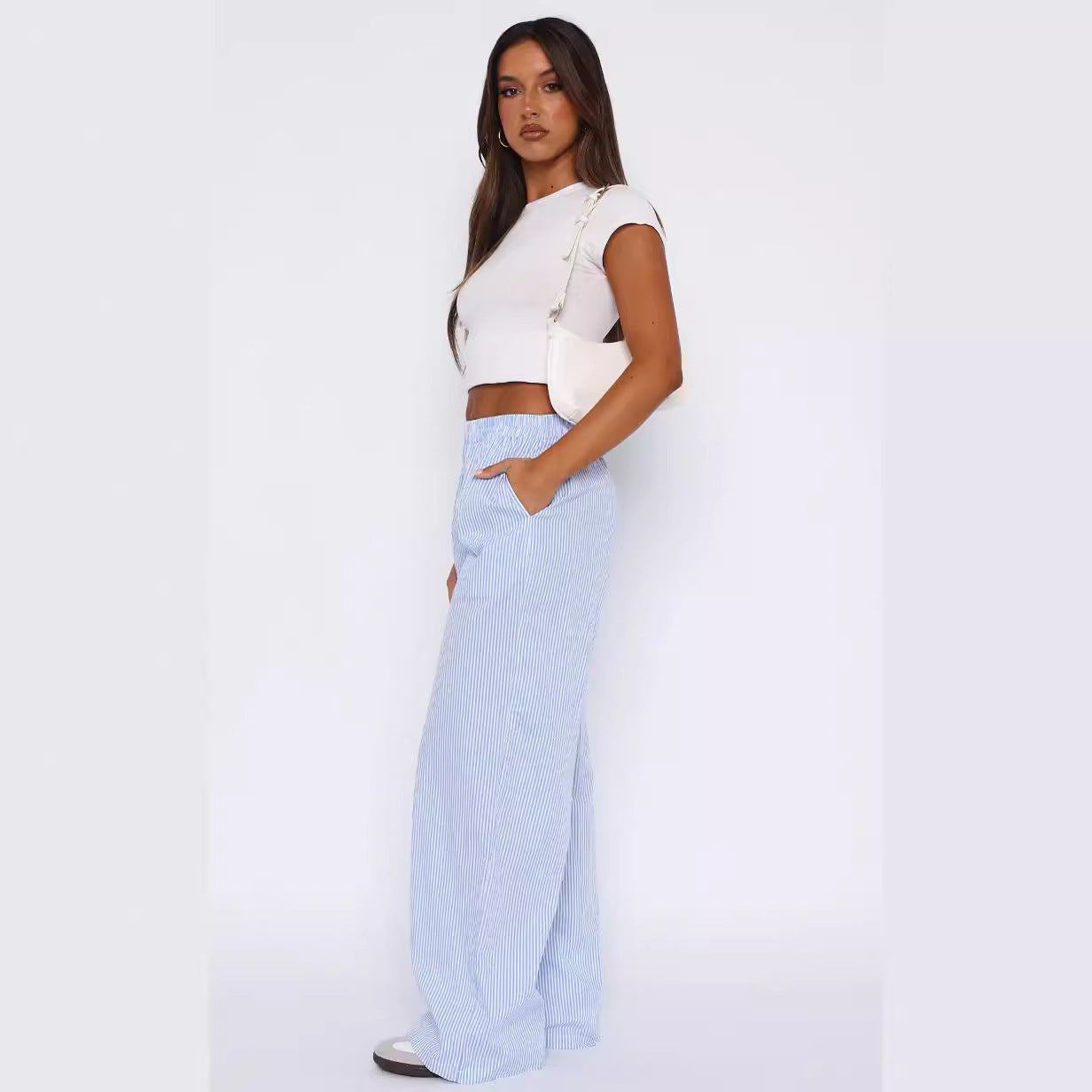 Casual Striped Trousers Summer Wide Leg Pants